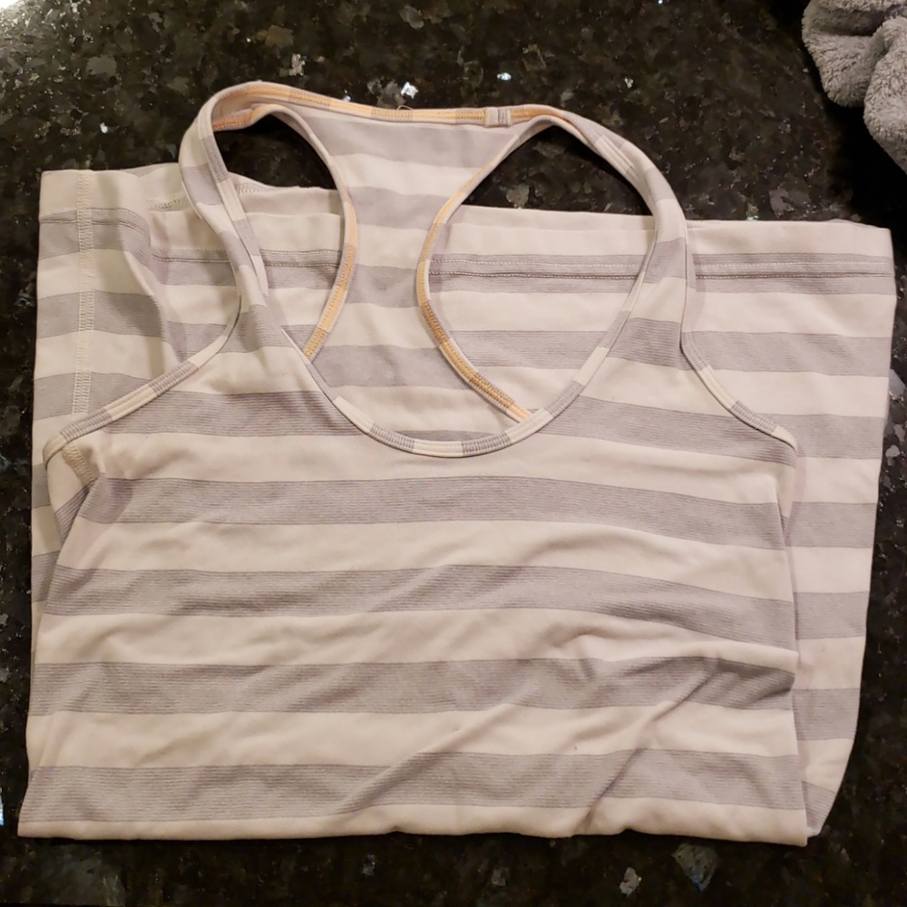 LULULEMON GREY STRIPPED TANK